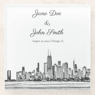 Posavasos De Vidrio Chicago Skyline Coaster