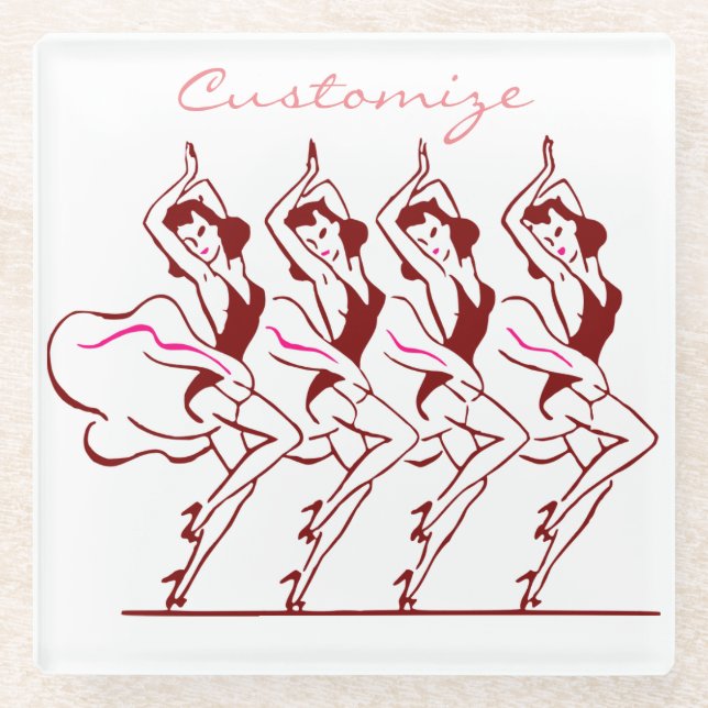Posavasos De Vidrio Chicas bailarines Thunder_Cove (Anverso)