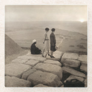 Posavasos De Vidrio Chicas de tambores salen de la pirámide Khufu, Egi