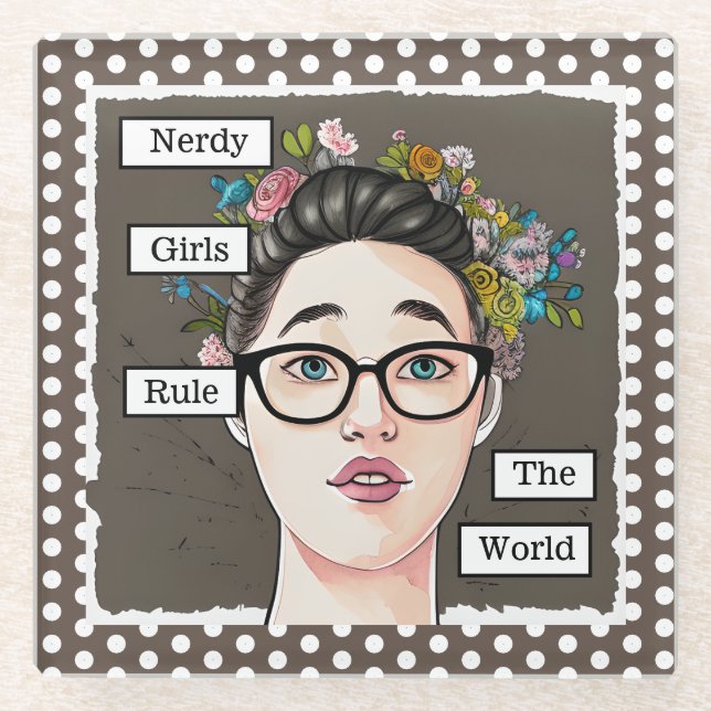 Posavasos De Vidrio Chicas nerviosos dominan el mundo (Anverso)