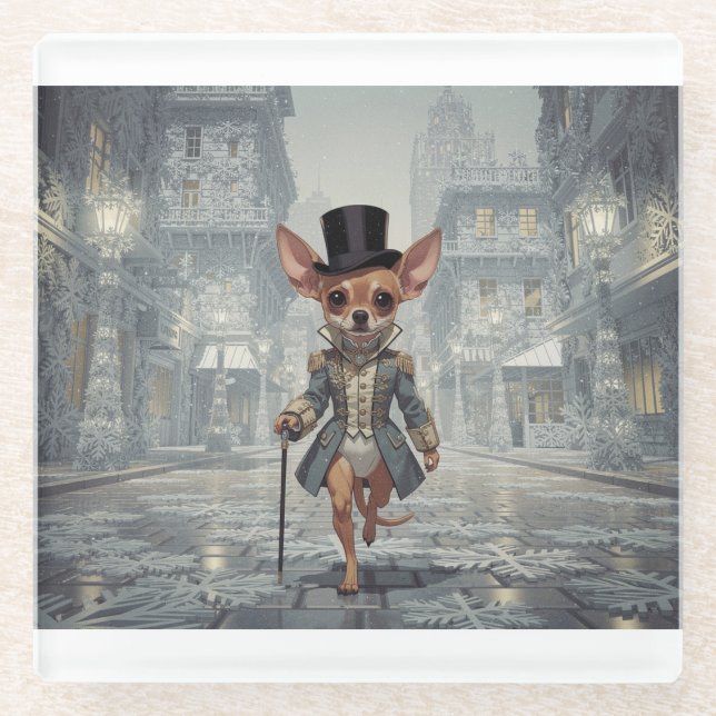 Posavasos De Vidrio Chihuahua About Town In Paris (Anverso)