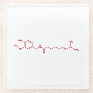 Posavasos De Vidrio Chili Capsaicin Fórmula Química Molecular