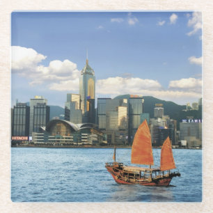 Posavasos De Vidrio China; Hong Kong; Puerto Victoria; Puerto