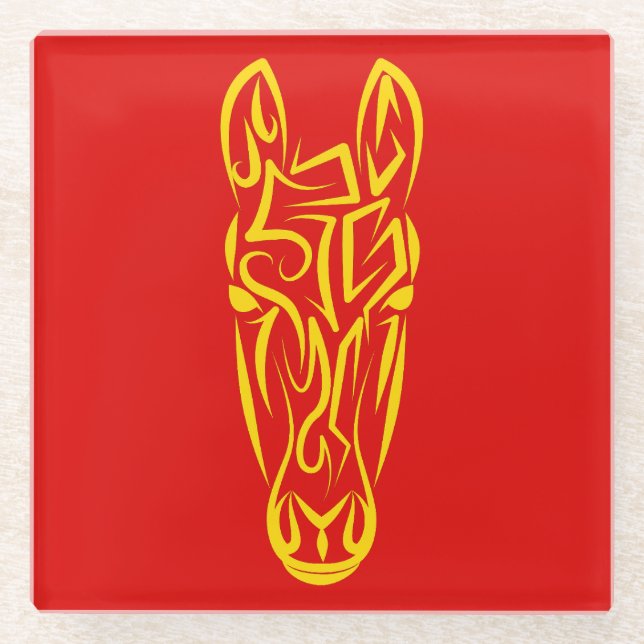 Posavasos De Vidrio Chinese Lunar New Year of the Horse 2026 4724 Fire (Anverso)
