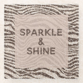 Posavasos De Vidrio Chocolate crema marrón Rubor Purpurina cebra