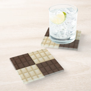 Posavasos De Vidrio Chocolate Marrón Y Blanco
