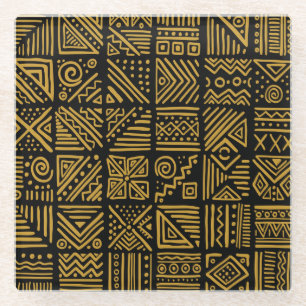 Posavasos De Vidrio Choque africano: etnia tribal sin costuras.