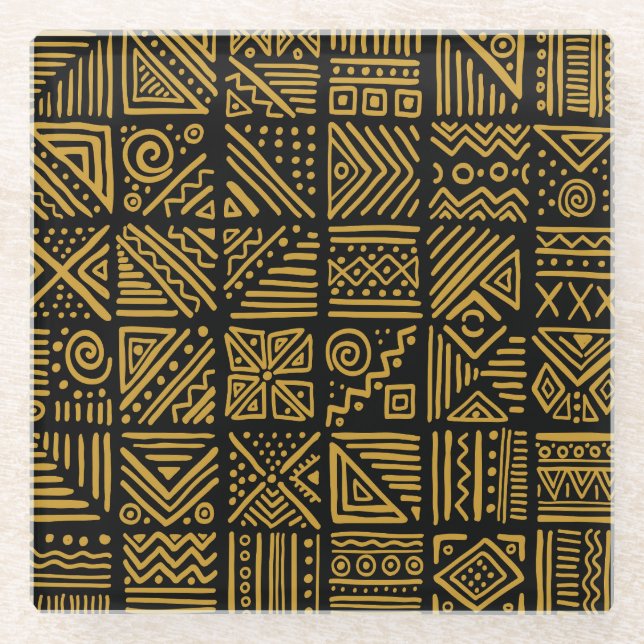 Posavasos De Vidrio Choque africano: etnia tribal sin costuras. (Anverso)