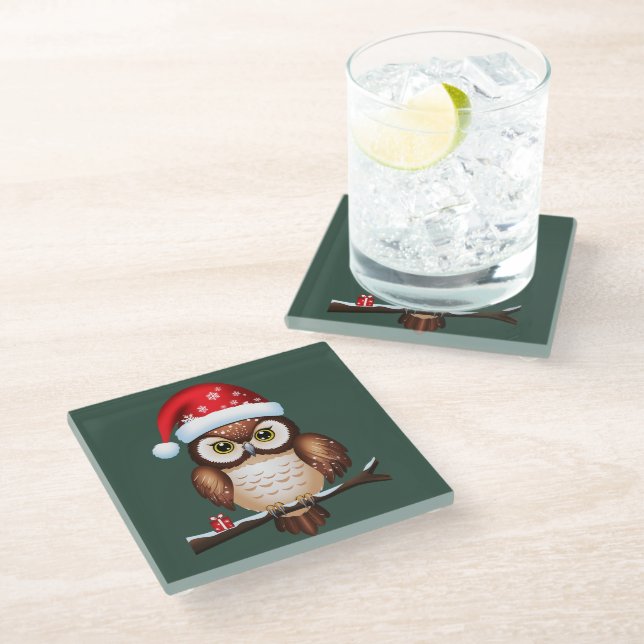 Posavasos De Vidrio Chouette Noël (Angular)
