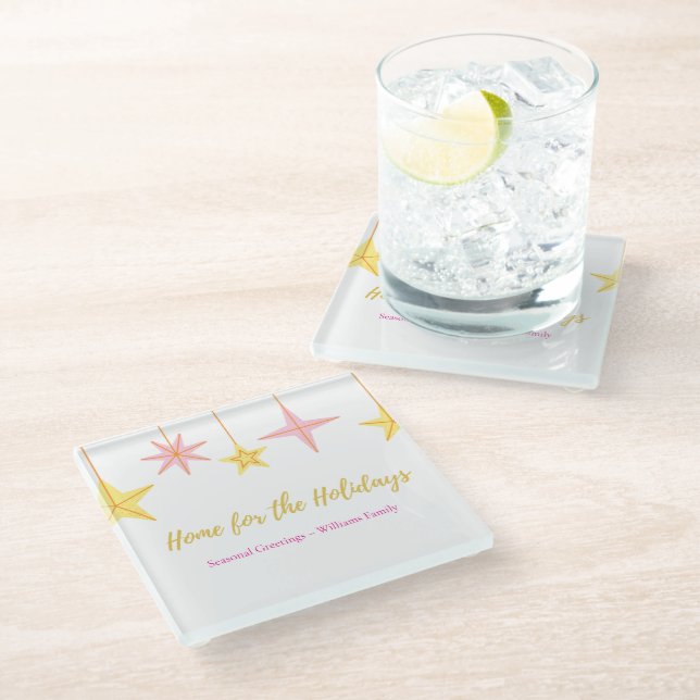 Posavasos De Vidrio Christmas Glass Coaster with Holiday Motifs (Angular)