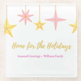 Posavasos De Vidrio Christmas Glass Coaster with Holiday Motifs