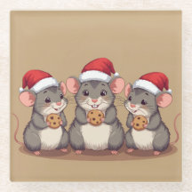 Christmas Mice Eating Santa's Cookies, Coaster