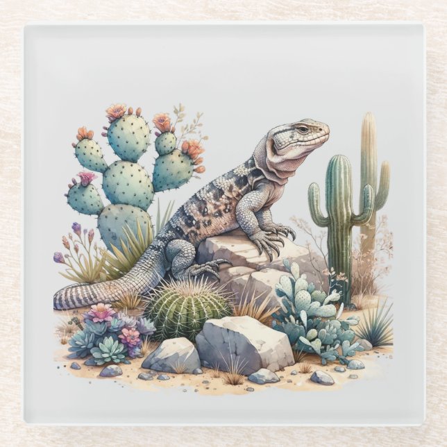 Posavasos De Vidrio Chuckwalla Chillin (Anverso)