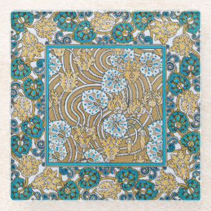 Posavasos De Vidrio ciclamen azul arte nuevo flor botánica