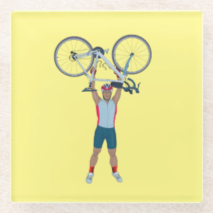Posavasos De Vidrio Ciclistas levantando una bicicleta