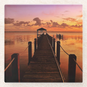 Posavasos De Vidrio Cielo de la puesta del sol