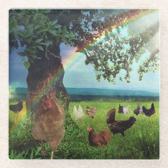 Posavasos De Vidrio Cielo de pollo (Anverso)