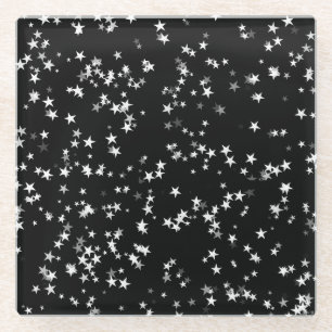 Posavasos De Vidrio Cielo Estrellado de Lujo Negro Estrella Elegancia 