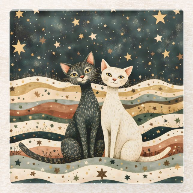 Posavasos De Vidrio Cielo Nocturno (Anverso)