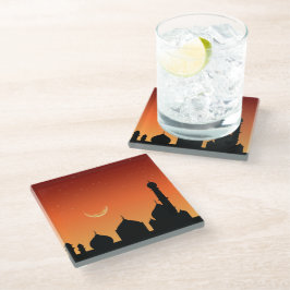 Posavasos De Vidrio Cielo nocturno de la mezquita de Silhouette - Pasc