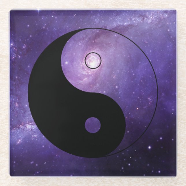 Posavasos De Vidrio Cielo nocturno de Yin yang (Anverso)