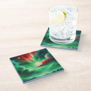Posavasos De Vidrio cielo verde