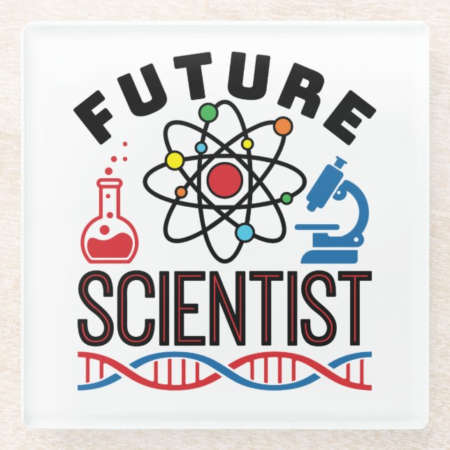 Posavasos De Vidrio Ciencia Científica Futura Lover STEM (Anverso)