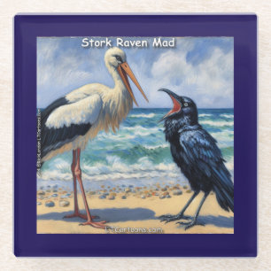Posavasos De Vidrio Cigüeña Cuervo Loca – Charla de Aves de Playa