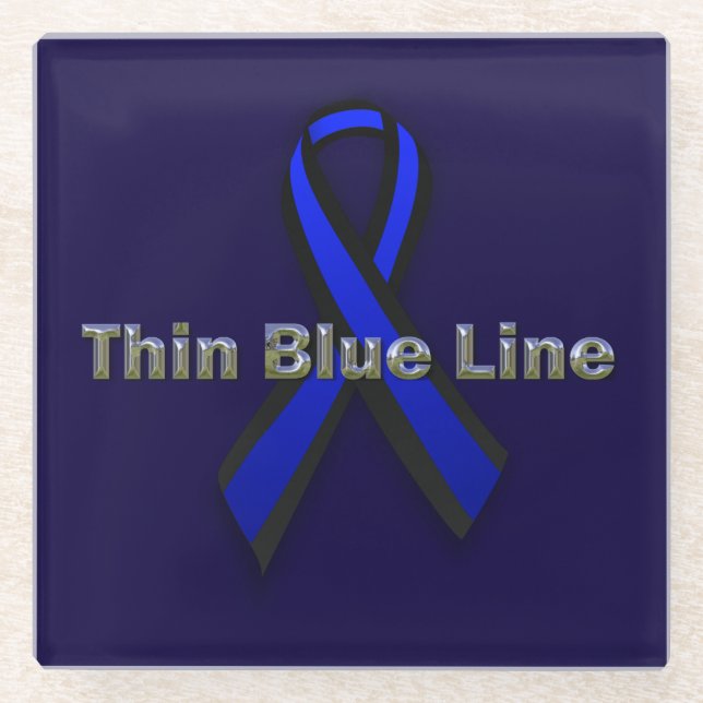 Posavasos De Vidrio Cinta delgada de la línea azul (Anverso)