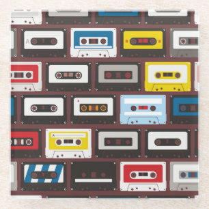 Posavasos De Vidrio Cintas de audio antiguas, fondo sin costuras.
