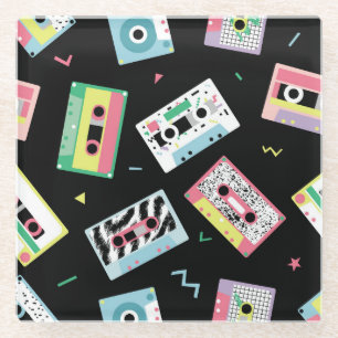 Posavasos De Vidrio Cintas de audio retro, patrón de estilo de los año