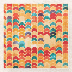 Posavasos De Vidrio Círculo De Colores: Grunge Patrón Sin Marea.