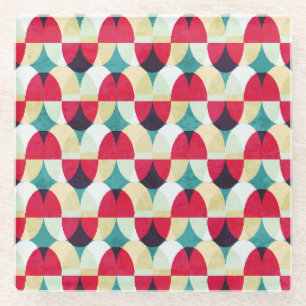 Posavasos De Vidrio Círculo vintage, patrón abstracto sin fisuras.
