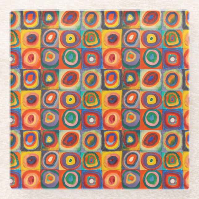 Posavasos De Vidrio Círculos Concéntricos de las plazas de Kandinsky (Anverso)