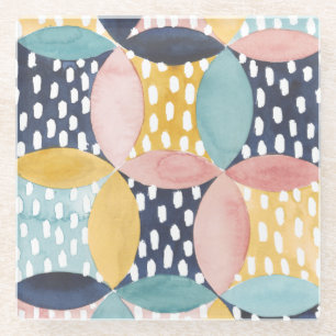 Posavasos De Vidrio Círculos geométricos de la acuarela