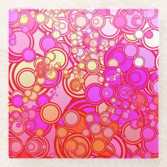 Posavasos De Vidrio Círculos retros (Anverso)