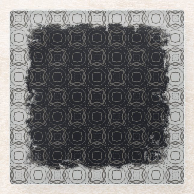 Posavasos De Vidrio Círculos y diamantes en patrón de bronce (Anverso)