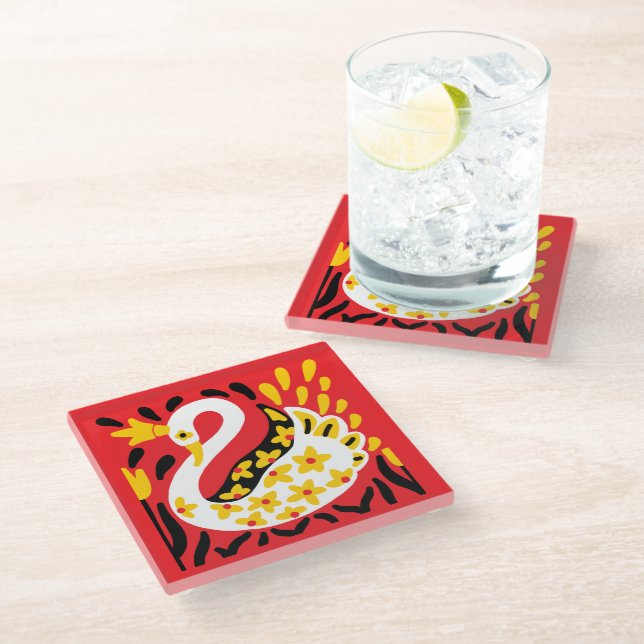 Posavasos De Vidrio Cisne de hadas al estilo ruso (Angular)