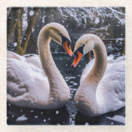 Posavasos De Vidrio Cisnes románticos en un país maravillosamente inve