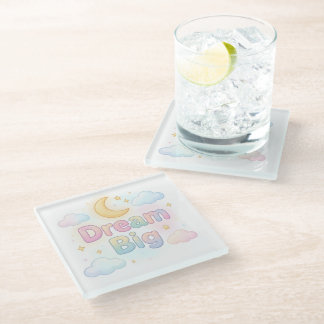 Posavasos De Vidrio Cita caprichosa en pastel suave sobre blanco