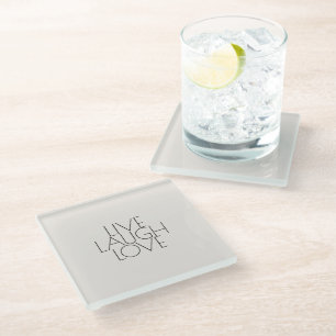 Posavasos De Vidrio Cita de amor moderna en vivo y gris claro