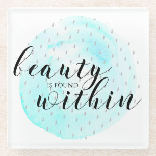 Posavasos De Vidrio Cita de belleza acuarela