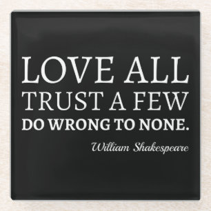 Posavasos De Vidrio Cita de Shakespeare - Amor, Confianza Y Mal