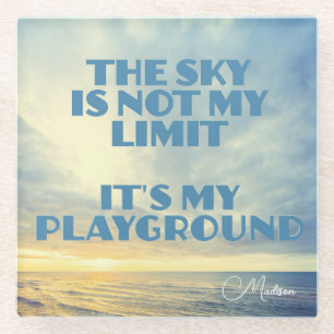 Posavasos De Vidrio Cita de Sky de nombre personalizado