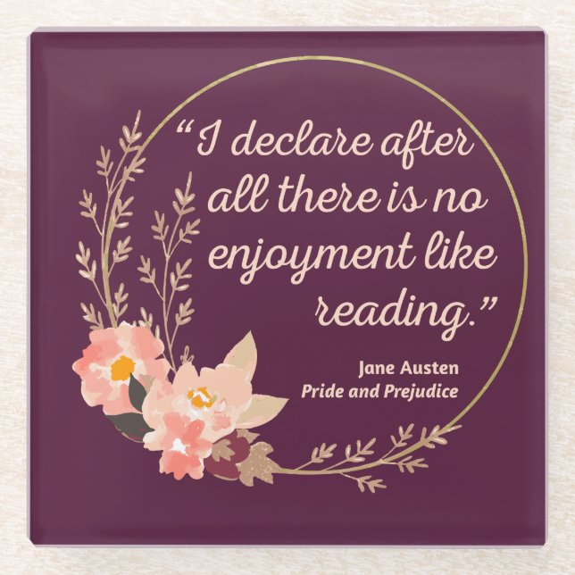 Posavasos De Vidrio Cita del Orgullo y el Prejuicio III - Estilo Cuto (Anverso)