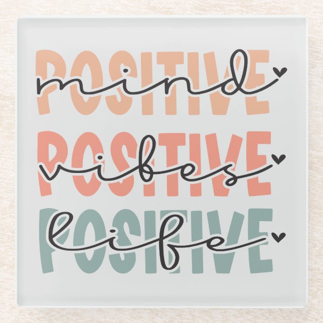 Posavasos De Vidrio Cita Inspiradora de vida de la mente positiva (Anverso)