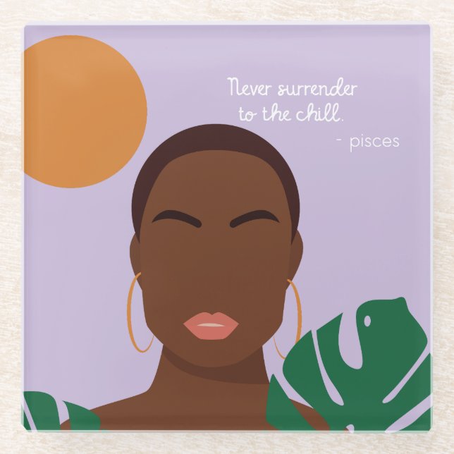 Posavasos De Vidrio Citas de Pisces Shady (Anverso)