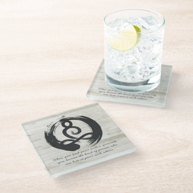 Posavasos De Vidrio Citas del símbolo Zen Pose del instructor de yoga  (Angular)