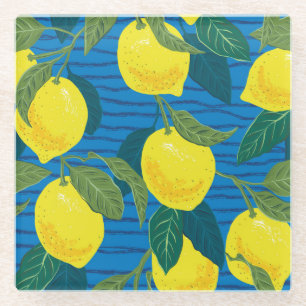 Posavasos De Vidrio Citrus Lemon: Vintage sin costura.