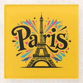 Posavasos De Vidrio City of Lights: Bold Paris Typography Art